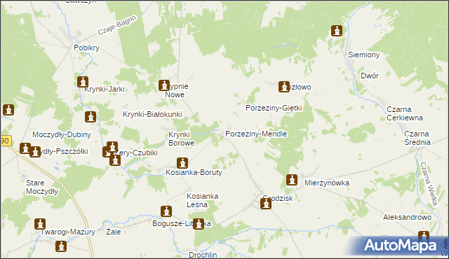 mapa Porzeziny-Mendle, Porzeziny-Mendle na mapie Targeo