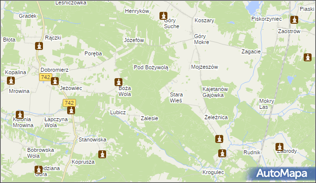 mapa Posada gmina Przedbórz, Posada gmina Przedbórz na mapie Targeo