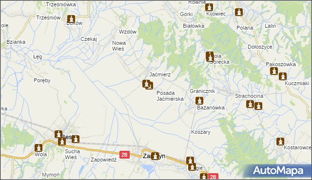 mapa Posada Jaćmierska, Posada Jaćmierska na mapie Targeo