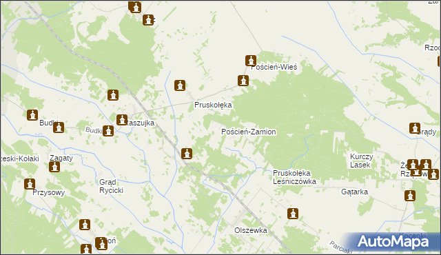 mapa Poścień-Zamion, Poścień-Zamion na mapie Targeo