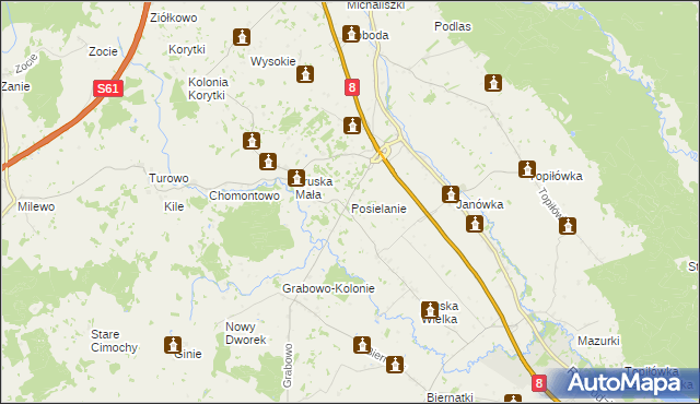 mapa Posielanie, Posielanie na mapie Targeo