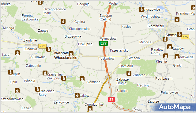 mapa Poskwitów, Poskwitów na mapie Targeo