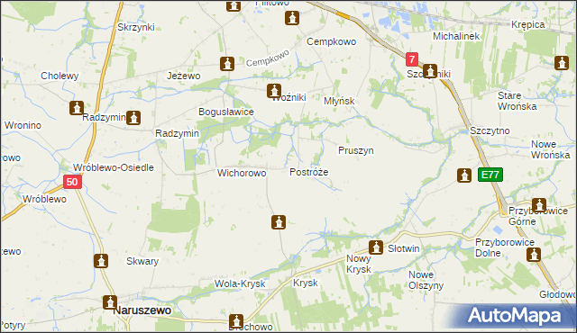 mapa Postróże, Postróże na mapie Targeo