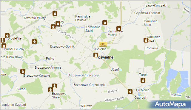 mapa Poświętne powiat białostocki, Poświętne powiat białostocki na mapie Targeo