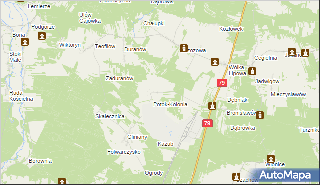 mapa Potok gmina Ożarów, Potok gmina Ożarów na mapie Targeo