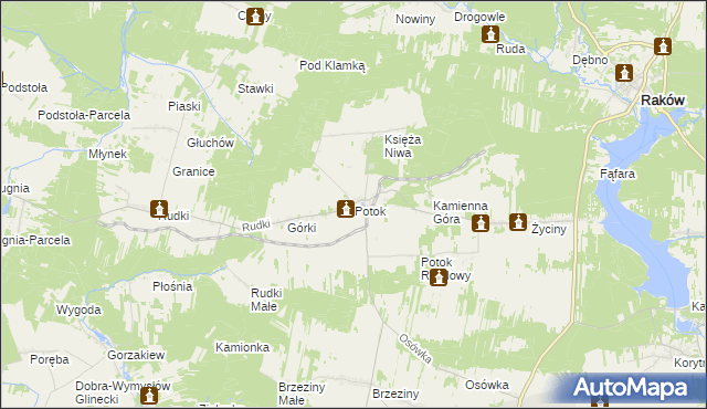 mapa Potok gmina Szydłów, Potok gmina Szydłów na mapie Targeo