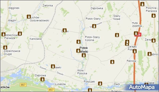 mapa Potok Wielki powiat janowski, Potok Wielki powiat janowski na mapie Targeo