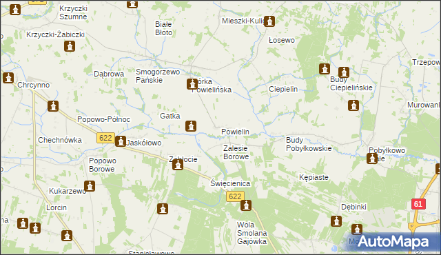 mapa Powielin, Powielin na mapie Targeo