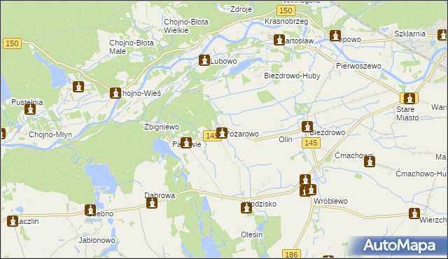 mapa Pożarowo, Pożarowo na mapie Targeo