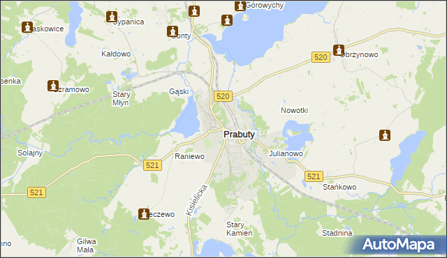 mapa Prabuty powiat kwidzyński, Prabuty powiat kwidzyński na mapie Targeo