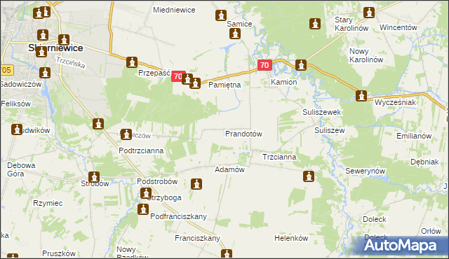 mapa Prandotów, Prandotów na mapie Targeo