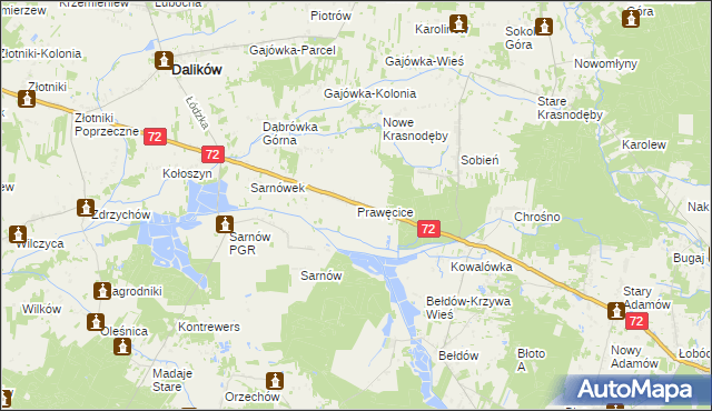 mapa Prawęcice, Prawęcice na mapie Targeo