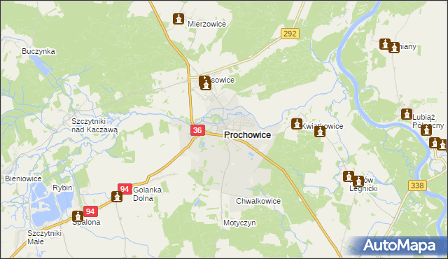 mapa Prochowice, Prochowice na mapie Targeo