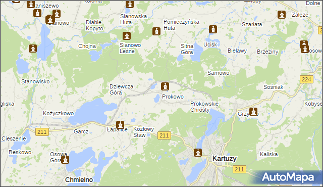 mapa Prokowo, Prokowo na mapie Targeo