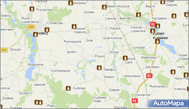 mapa Prosno gmina Chodecz, Prosno gmina Chodecz na mapie Targeo