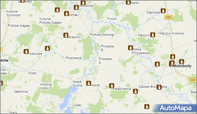 mapa Proszew A, Proszew A na mapie Targeo