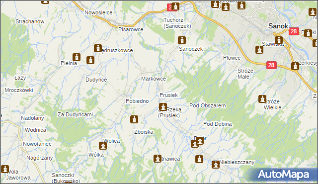 mapa Prusiek, Prusiek na mapie Targeo