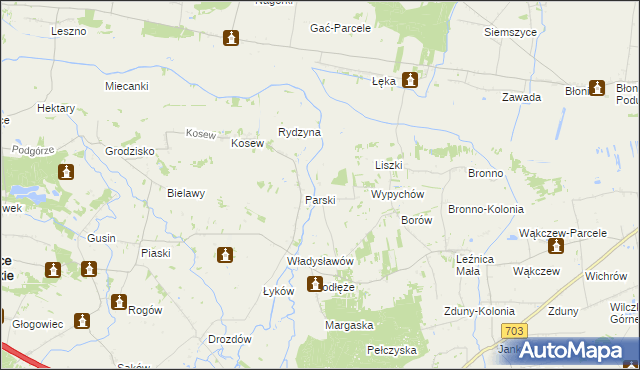 mapa Prusinowice gmina Łęczyca, Prusinowice gmina Łęczyca na mapie Targeo