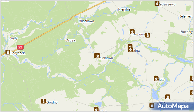 mapa Prusinowo gmina Debrzno, Prusinowo gmina Debrzno na mapie Targeo