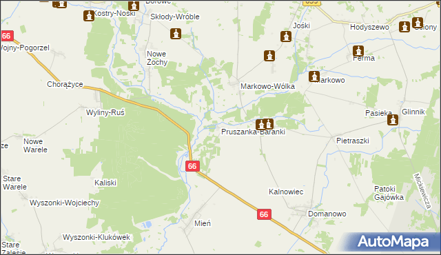 mapa Pruszanka-Baranki, Pruszanka-Baranki na mapie Targeo