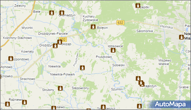 mapa Pruszkowo gmina Sochocin, Pruszkowo gmina Sochocin na mapie Targeo