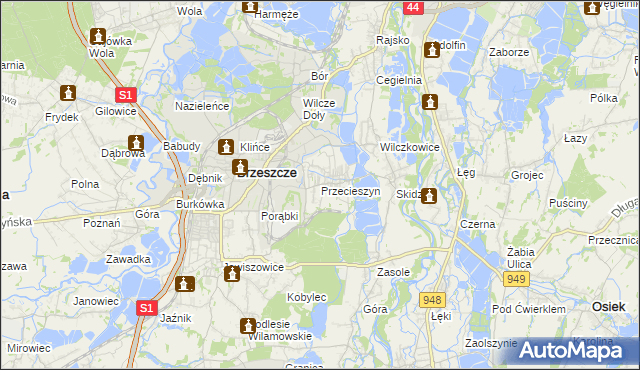 mapa Przecieszyn, Przecieszyn na mapie Targeo