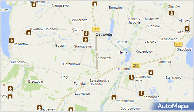 mapa Przecław gmina Ostrowite, Przecław gmina Ostrowite na mapie Targeo