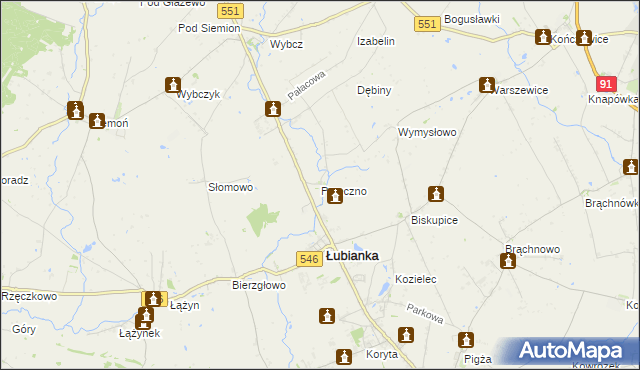 mapa Przeczno gmina Łubianka, Przeczno gmina Łubianka na mapie Targeo