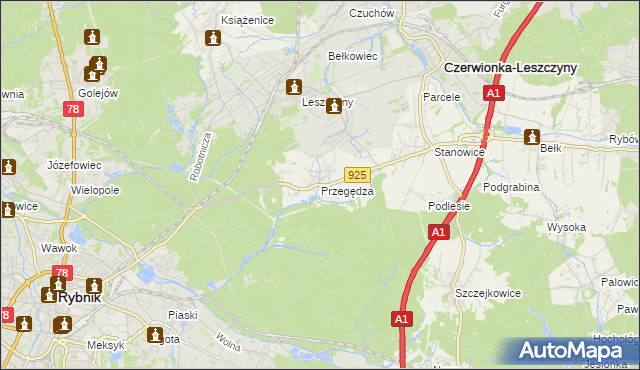 mapa Przegędza, Przegędza na mapie Targeo