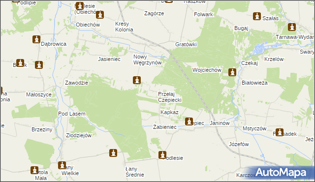 mapa Przełaj Czepiecki, Przełaj Czepiecki na mapie Targeo