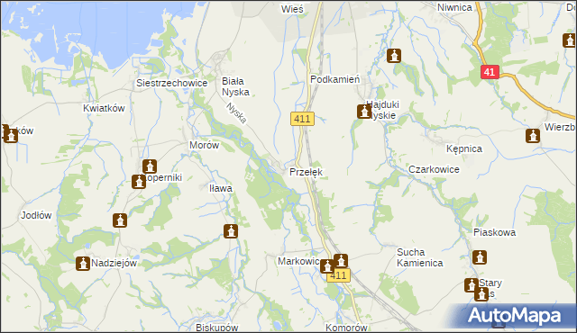 mapa Przełęk gmina Nysa, Przełęk gmina Nysa na mapie Targeo