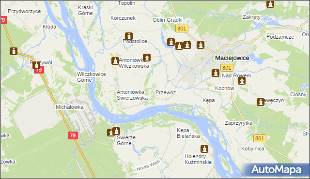 mapa Przewóz gmina Maciejowice, Przewóz gmina Maciejowice na mapie Targeo