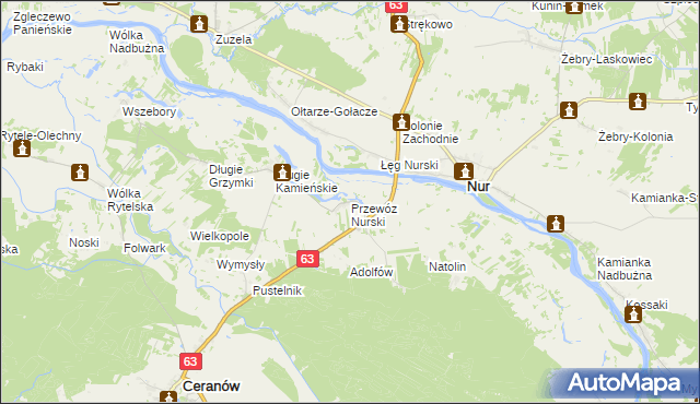 mapa Przewóz Nurski, Przewóz Nurski na mapie Targeo