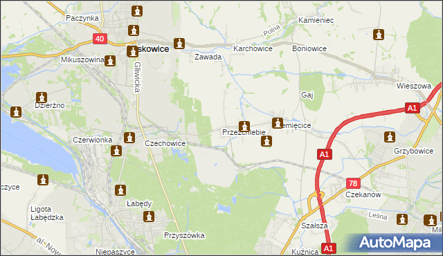 mapa Przezchlebie, Przezchlebie na mapie Targeo