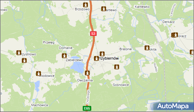 mapa Przybiernów, Przybiernów na mapie Targeo