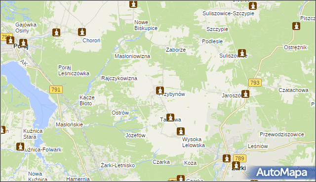 mapa Przybynów, Przybynów na mapie Targeo