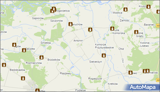 mapa Przybysław gmina Żerków, Przybysław gmina Żerków na mapie Targeo