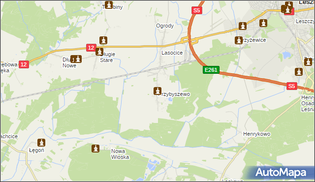 mapa Przybyszewo gmina Święciechowa, Przybyszewo gmina Święciechowa na mapie Targeo