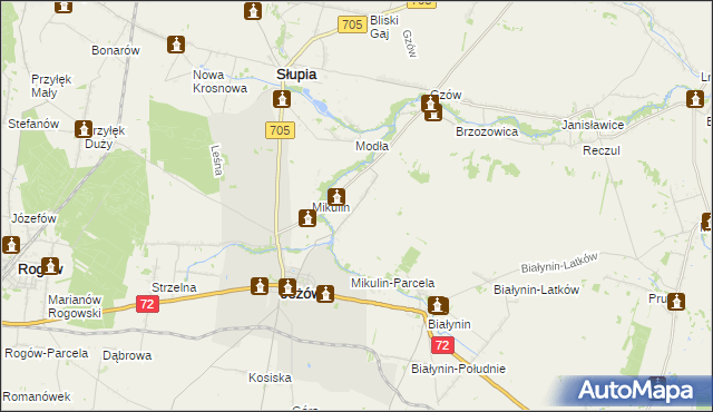 mapa Przybyszyce, Przybyszyce na mapie Targeo