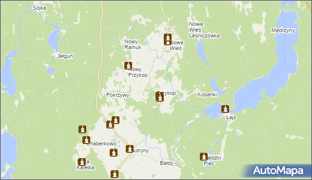 mapa Przykop gmina Purda, Przykop gmina Purda na mapie Targeo