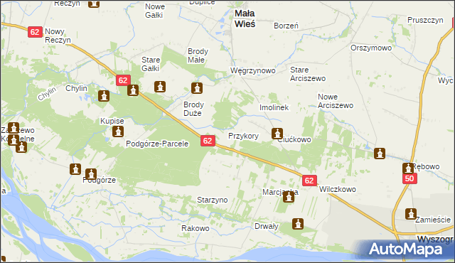 mapa Przykory gmina Mała Wieś, Przykory gmina Mała Wieś na mapie Targeo
