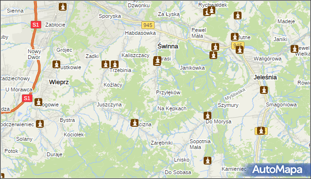 mapa Przyłęków, Przyłęków na mapie Targeo