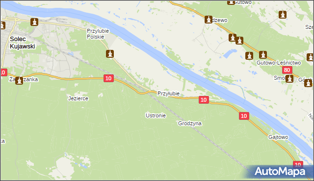 mapa Przyłubie gmina Solec Kujawski, Przyłubie gmina Solec Kujawski na mapie Targeo