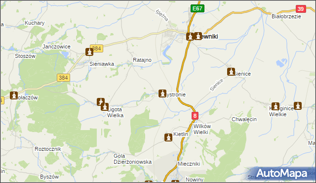 mapa Przystronie gmina Łagiewniki, Przystronie gmina Łagiewniki na mapie Targeo