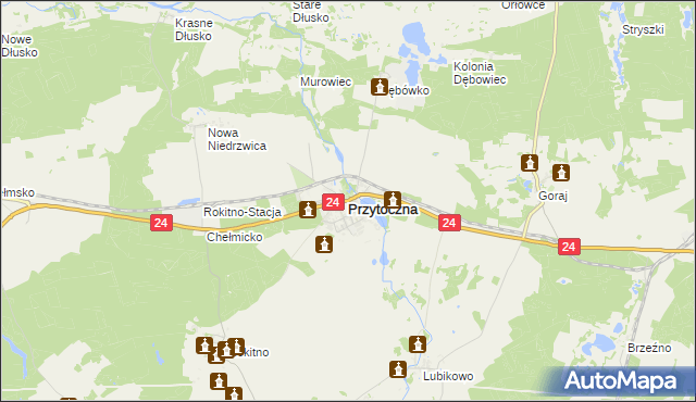 mapa Przytoczna, Przytoczna na mapie Targeo