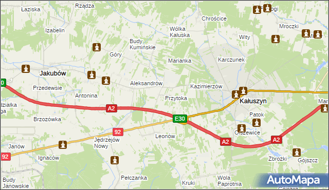 mapa Przytoka gmina Kałuszyn, Przytoka gmina Kałuszyn na mapie Targeo