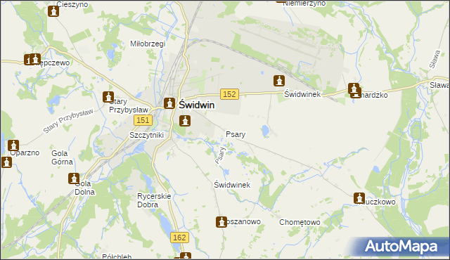 mapa Psary gmina Świdwin, Psary gmina Świdwin na mapie Targeo