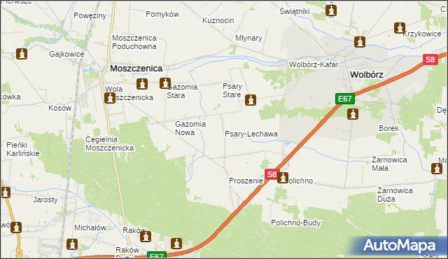 mapa Psary-Lechawa, Psary-Lechawa na mapie Targeo