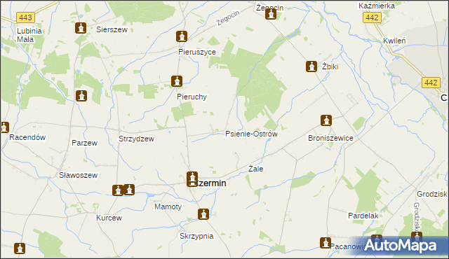 mapa Psienie-Ostrów, Psienie-Ostrów na mapie Targeo