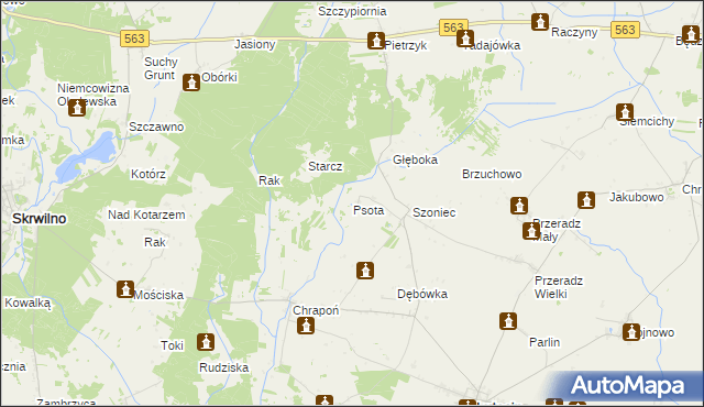 mapa Psota, Psota na mapie Targeo